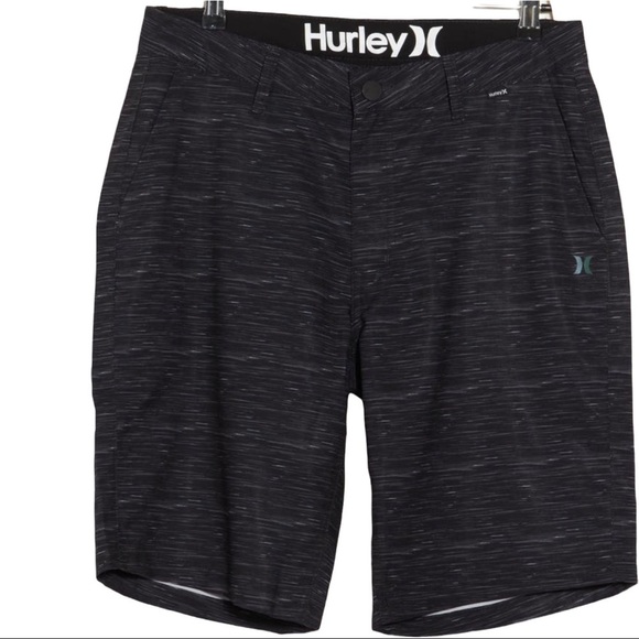 Hurley Stretch Hybrid Walk Golf Shorts Mens Heather Black Flat Front Size 32 NWT - Picture 5 of 7
